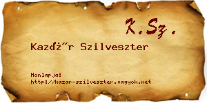 Kazár Szilveszter névjegykártya